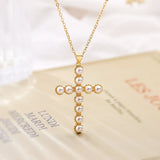 Divine Pearl Cross Necklace