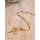 Gold Intertwined Heart Cross Necklace