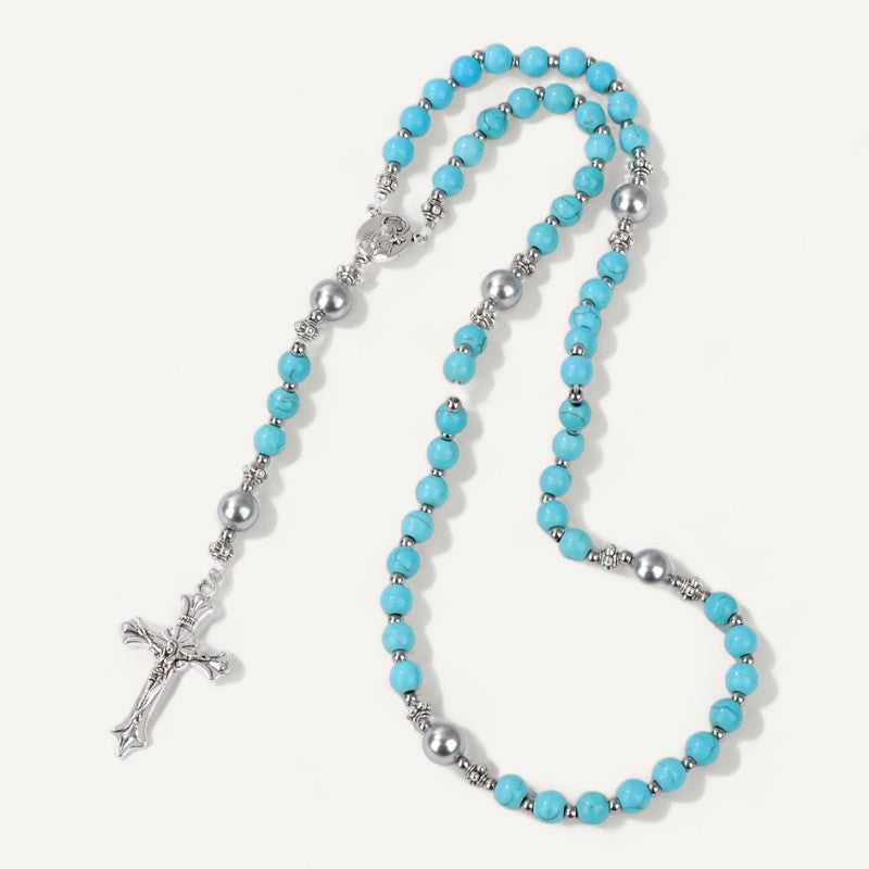 Beaded Rosary with Silver Crucifix