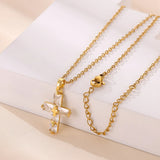 Rectangular Crystal Cross Necklace