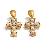 Imperial Pearl Cross Earrings