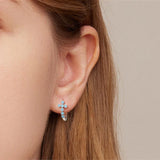 Turquoise Silver Cross Earrings