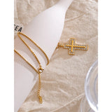 Gold Crystal Cross Necklace