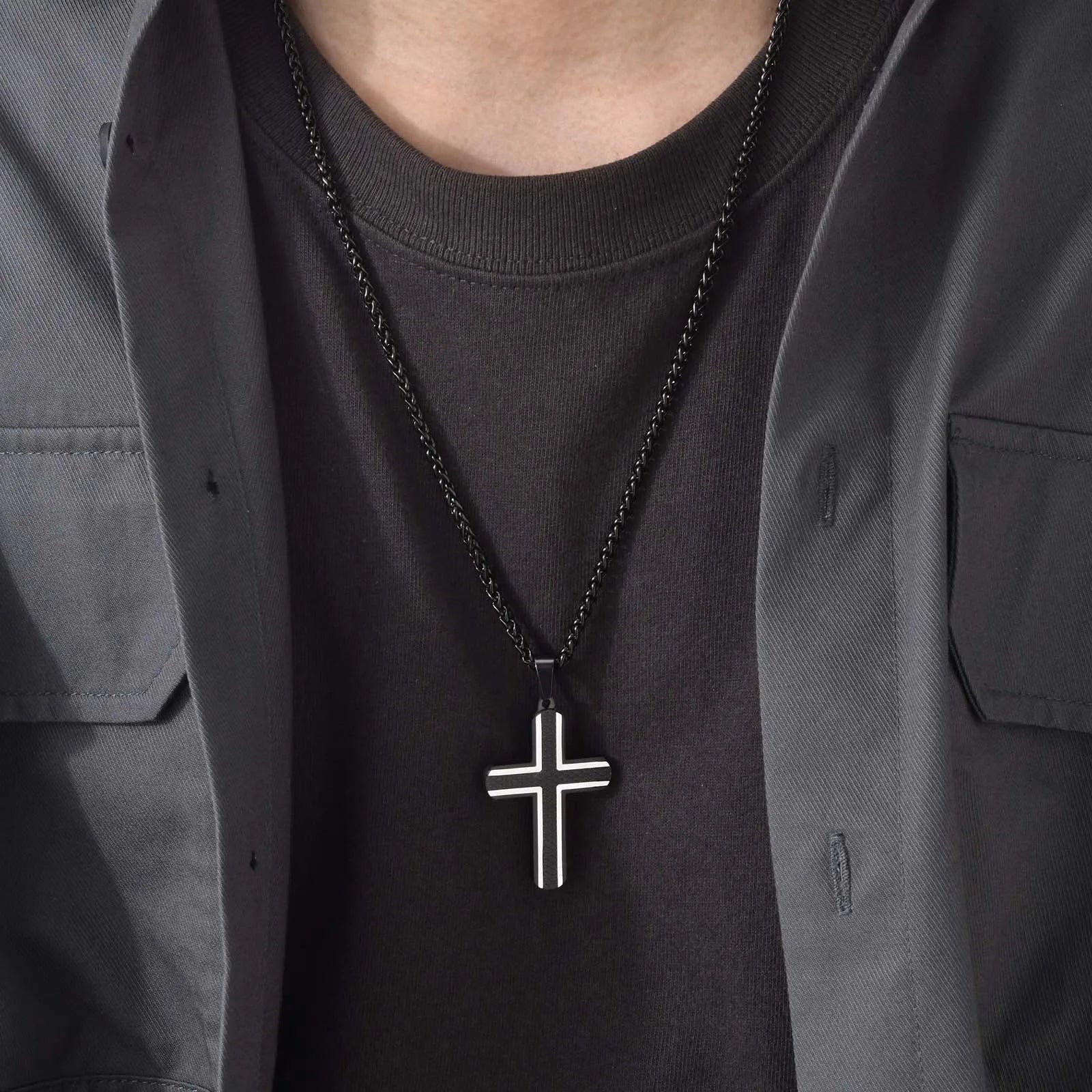 Black Diamond Cross Necklace