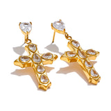 Golden Majesty Cross Earrings