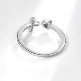 Silver Cross and Heart Ring