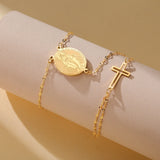 Sacred Duo Bracelet – Cross & Miraculous Virgin