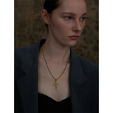 Gold Crystal Cross Necklace