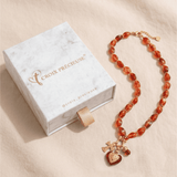 Translucent Red Cross & Heart Charm Necklace