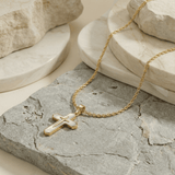 Pearly Divine Reflection Cross Necklace