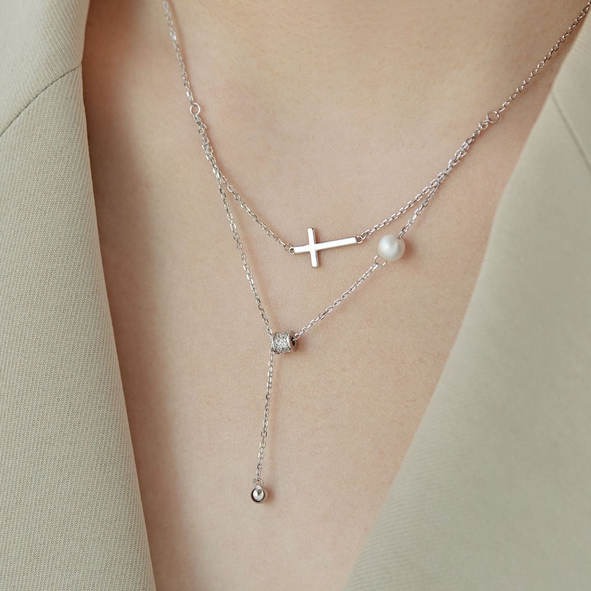 Silver Cross Necklace for Women