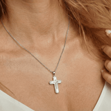 Pearly Divine Reflection Cross Necklace