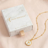 White Enamel Cross Medal Necklace