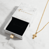 Gold Cross Necklace with Rounded Shapes