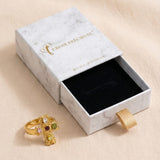 Gold Cross Ring with Multicolored Stones