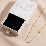 Gold Cross & Virgin Mary Medal Necklace