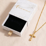 Gold Domed Cross Necklace