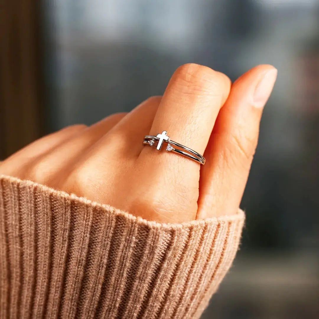 Silver Cross Ring for Women