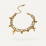 Gold Multi-Layer Cross Bracelet