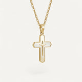 Pearly Divine Reflection Cross Necklace