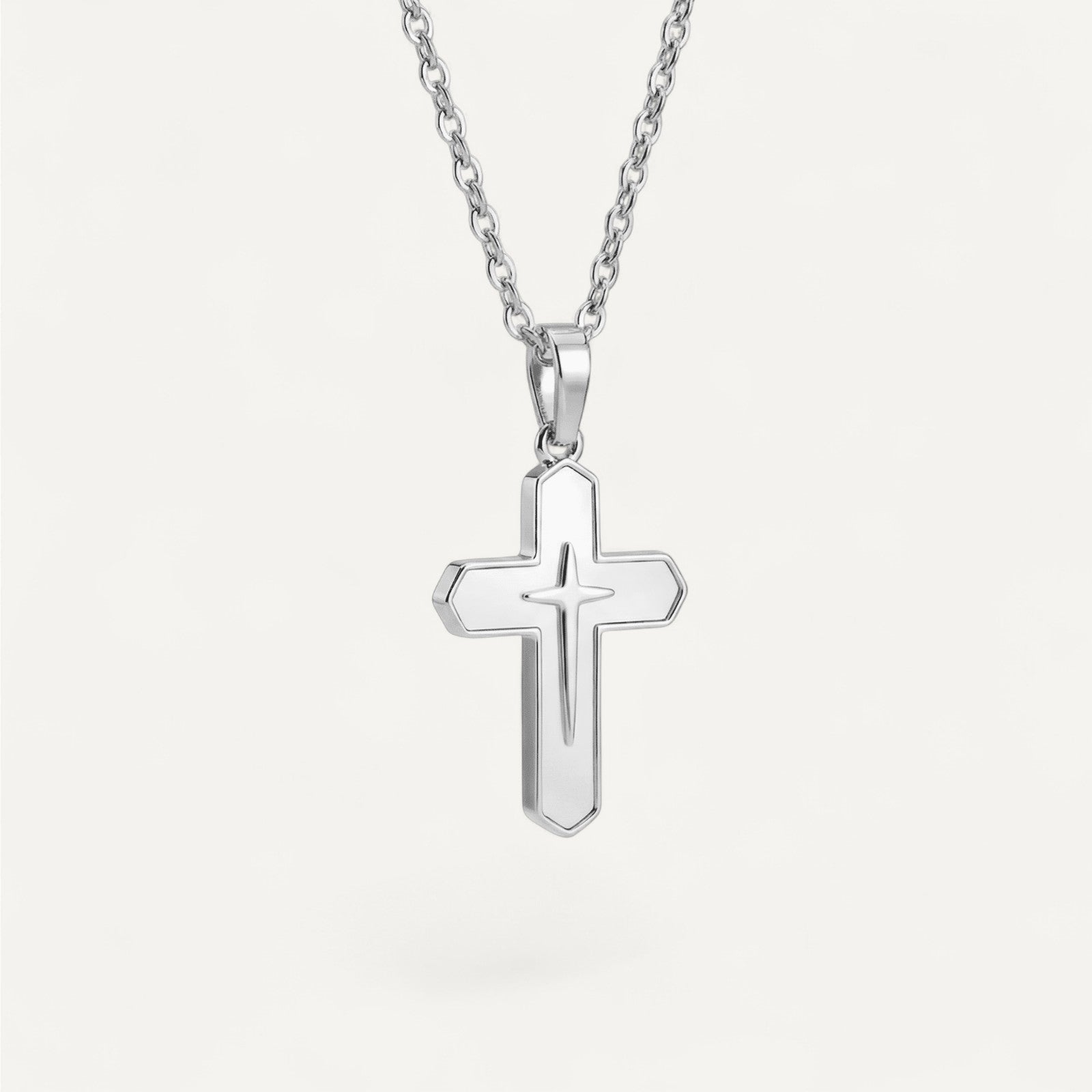 Pearly Divine Reflection Cross Necklace
