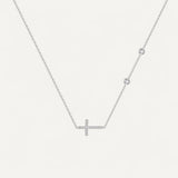 Horizontal Cross Necklace with Zircons