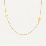 Gold Cross & Virgin Mary Medal Necklace