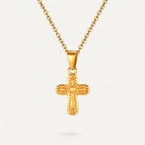 Vintage Relief Cross Necklace