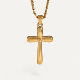 Gold Domed Cross Necklace