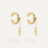 Cross Hoop Earrings with Stones