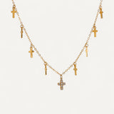Multi Charm Cross Necklace