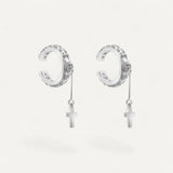 Cross Hoop Earrings with Stones