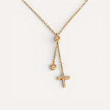 Adjustable Hanging Cross Necklace with Zircons