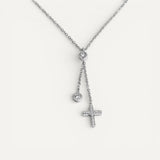 Adjustable Hanging Cross Necklace with Zircons