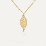 Elegant Miraculous Medal Cross Necklace