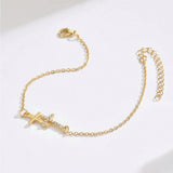 Gold Cross Bracelet with Rhinestones
