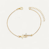 Gold Cross Bracelet with Rhinestones