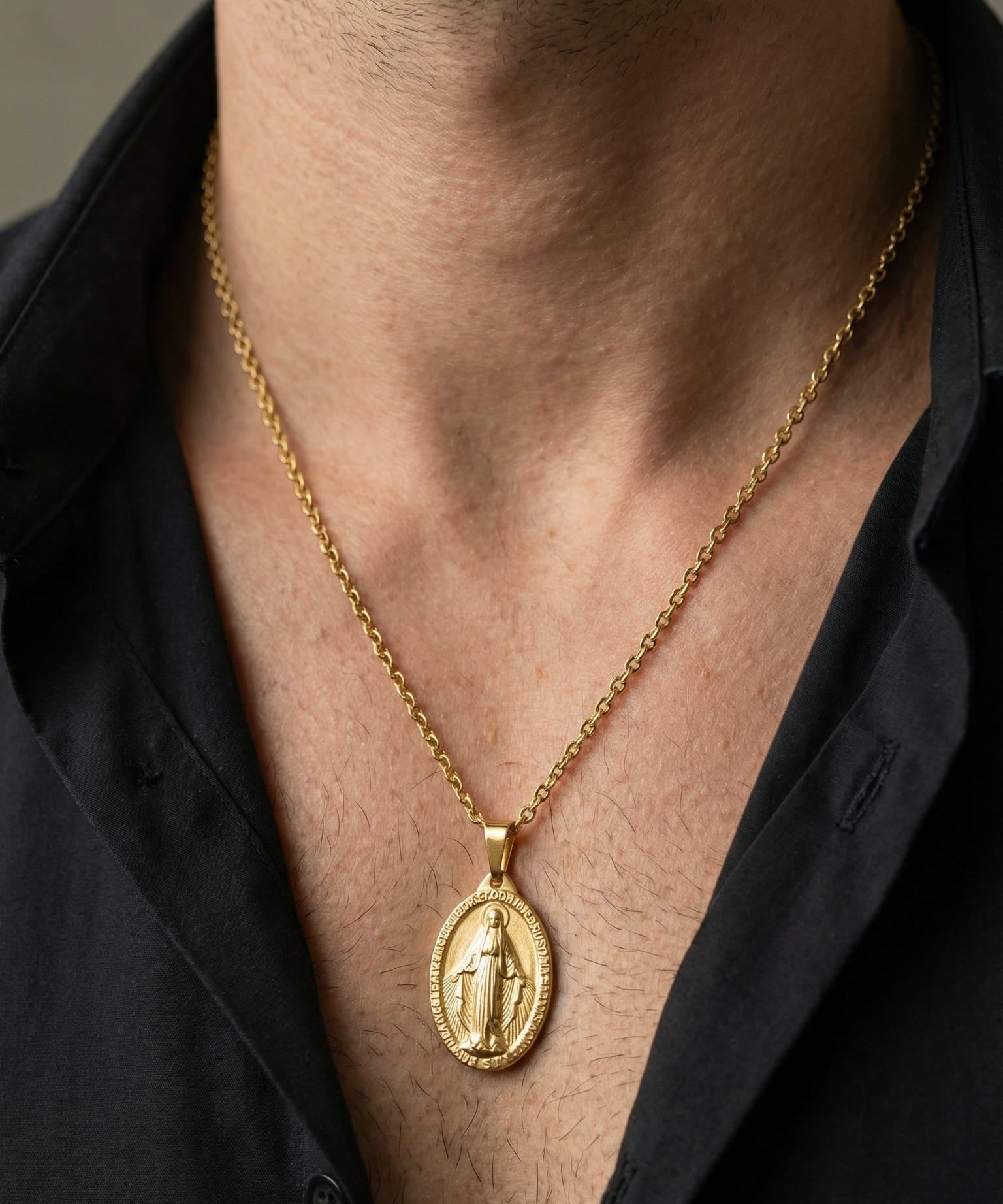 Miraculous Virgin Medal Cross Necklace