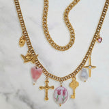 Elegant Gold Cross Charms Necklace