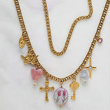 Elegant Gold Cross Charms Necklace
